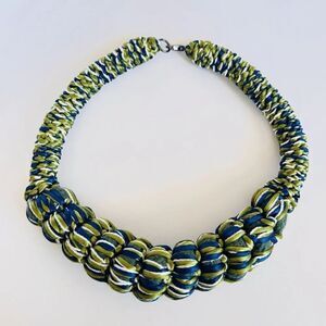 Catarina Mina Cloud Necklace Cotton Rope Satin Threads Forest Green Handmade